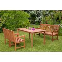Gartenbank Echtholz 3-Sitzer Santos mit Rückenlehne - Naturfarben, Basics, Holz (157/89/58cm) - Gardenson
