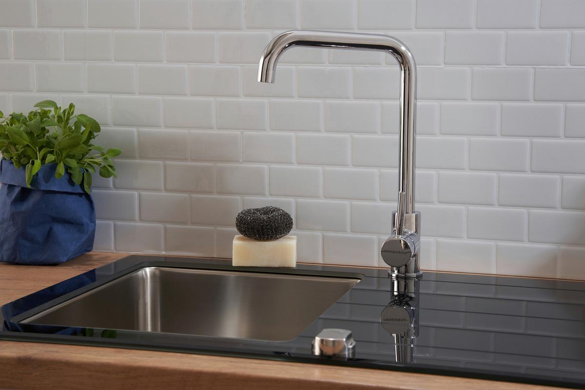 Spüle Respekta Edelstahl Bxt: 86x50 Cm - Schwarz, Trend, Glas/Metall (86/21/50cm) - Respekta