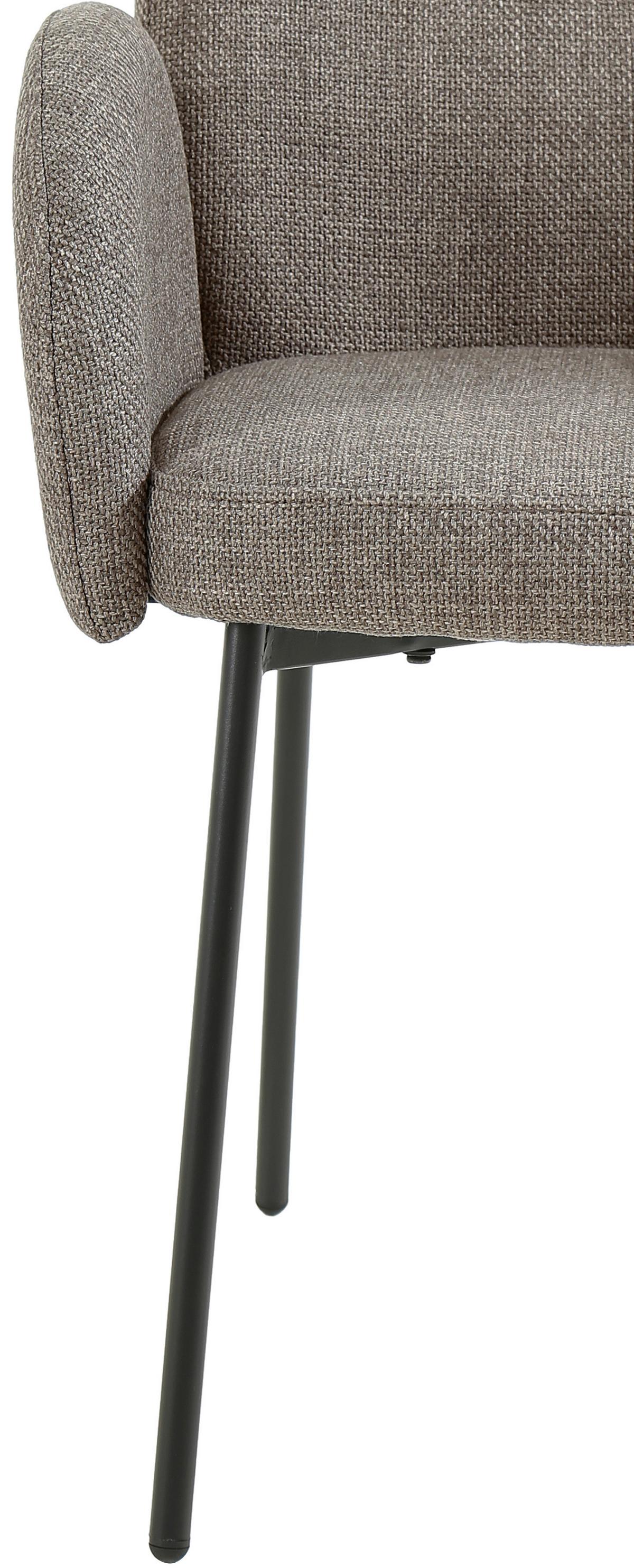 Armlehnstuhl Pauline Leinenoptik brau, B: 62 cm - Schwarz/Braun, KONVENTIONELL, Holz/Textil (62/85/64cm) - MID.YOU