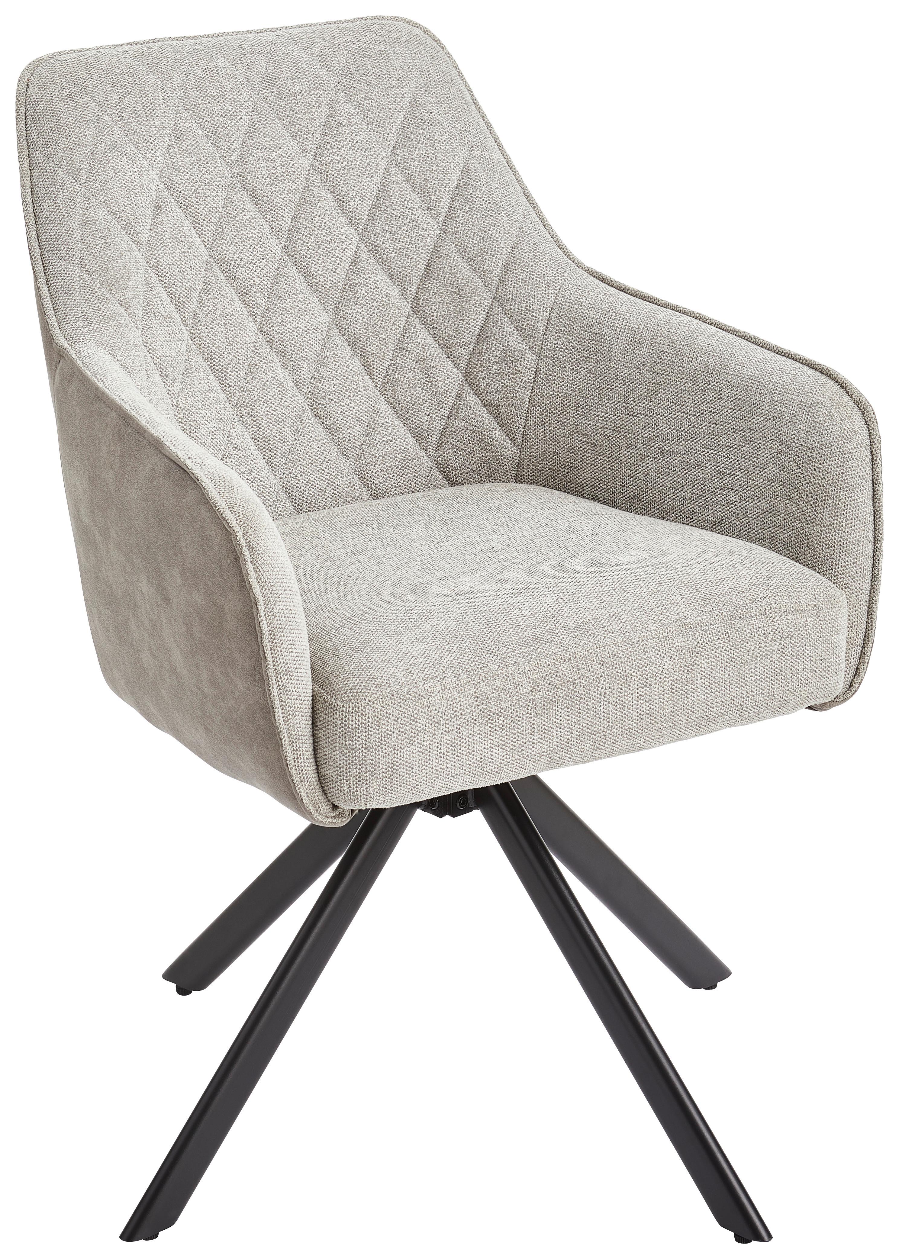 Armlehnstuhl Jule Beige/Schwarz Echtholz-Beine - Beige/Schwarz, MODERN, Holz/Textil (60/87/65cm) - Livetastic