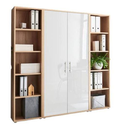 Office Edition B: 173 cm Sonoma Eiche/Weiß - Weiß Hochglanz/Sonoma Eiche, MODERN, Holzwerkstoff (173/186/33cm) - MID.YOU