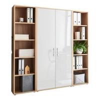 Office Edition B: 173 Cm Sonoma Eiche/weiß - Weiß Hochglanz/Sonoma Eiche, MODERN, Holzwerkstoff (173/186/33cm) - MID.YOU