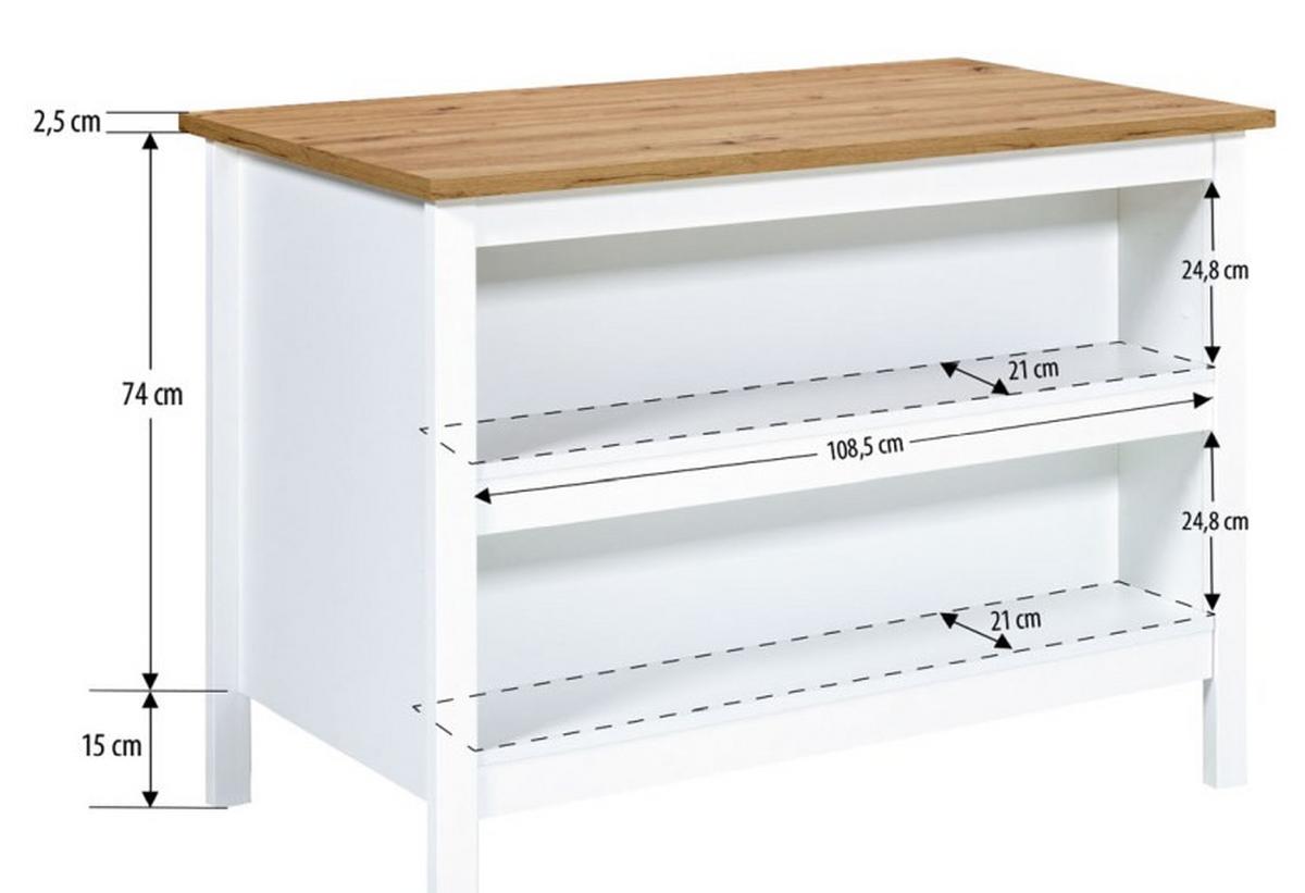 Spodná kuchynská skrinka SAN SAN - biela/dub artisan, Romantik / Landhaus, kompozitné drevo (124/91,5/75cm) - Mömax