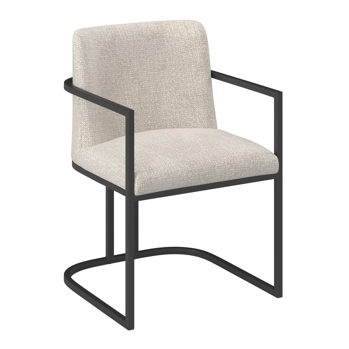 Stolička s podrúčkami AMARA - čierna/svetlosivá, Modern, kov/drevo (55/81,5/60cm) - Bessagi Home