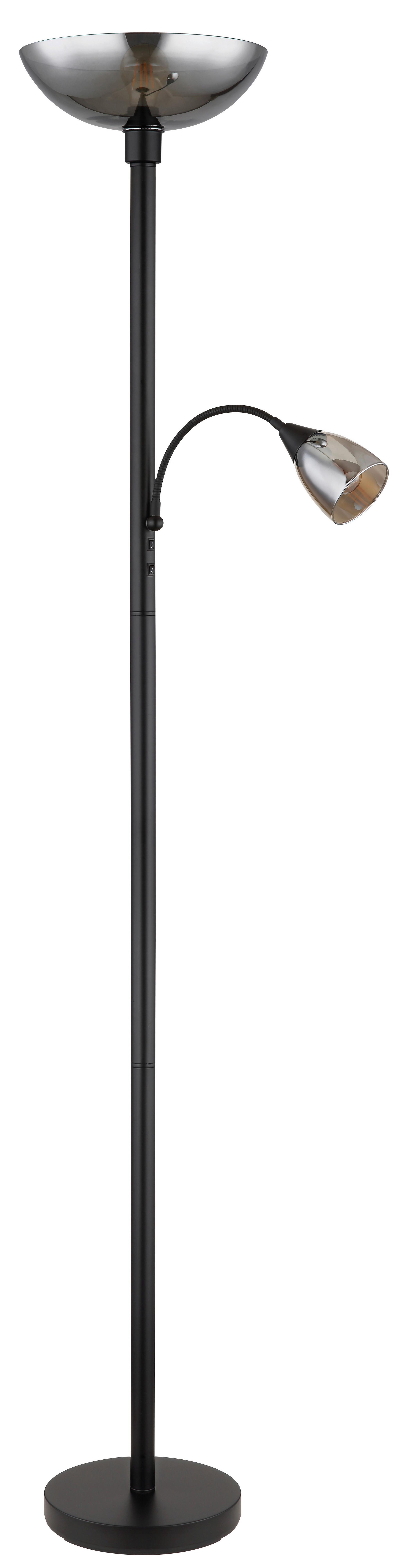 Led-deckenfluter 58903 - Hellgrau/Schwarz, KONVENTIONELL, Glas/Textil (30/178cm) - Globo