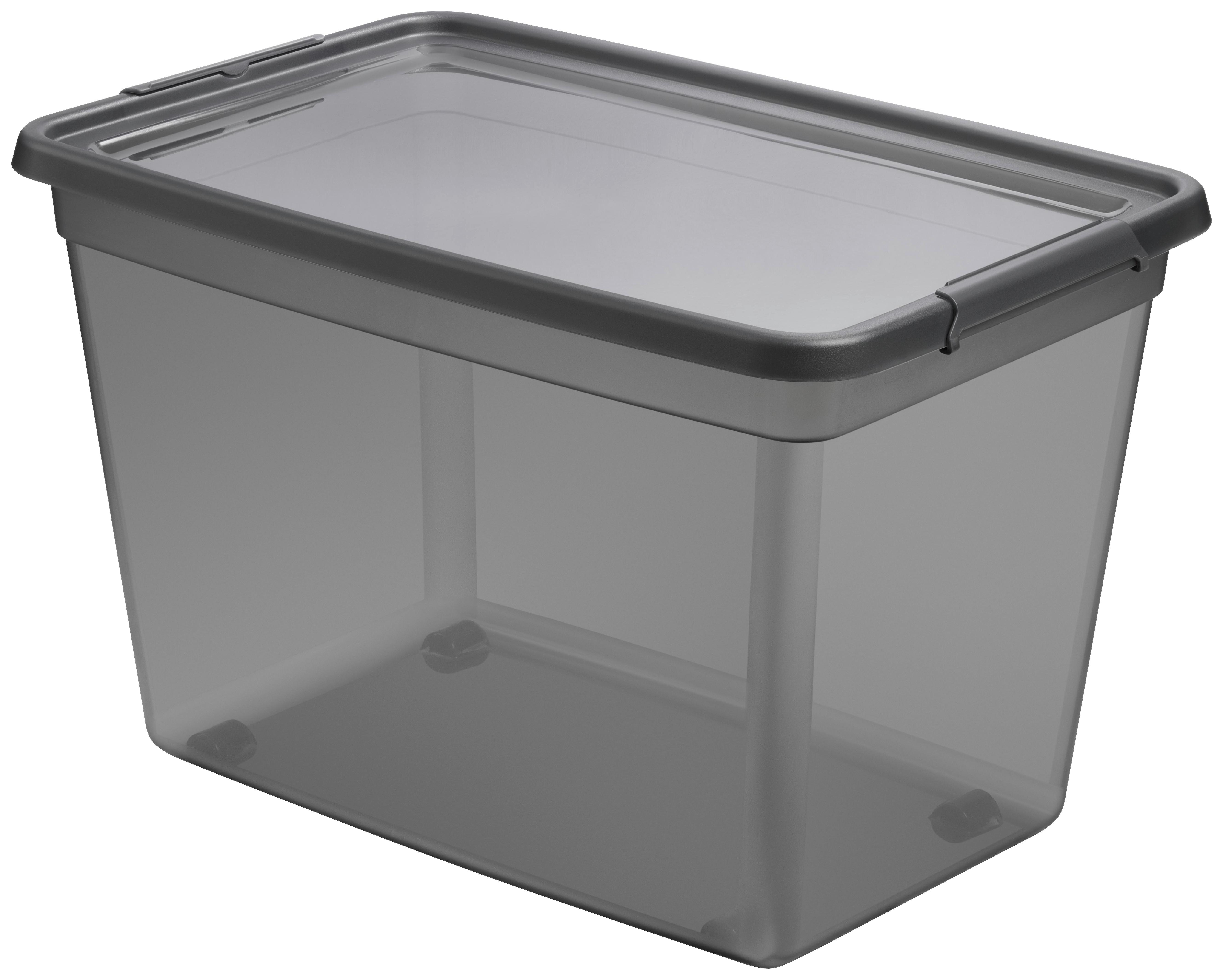ÚLOŽNÝ BOX BLACKY - CA. 80L - priehľadné/čierna, Modern, plast (58/39/48cm) - Mömax