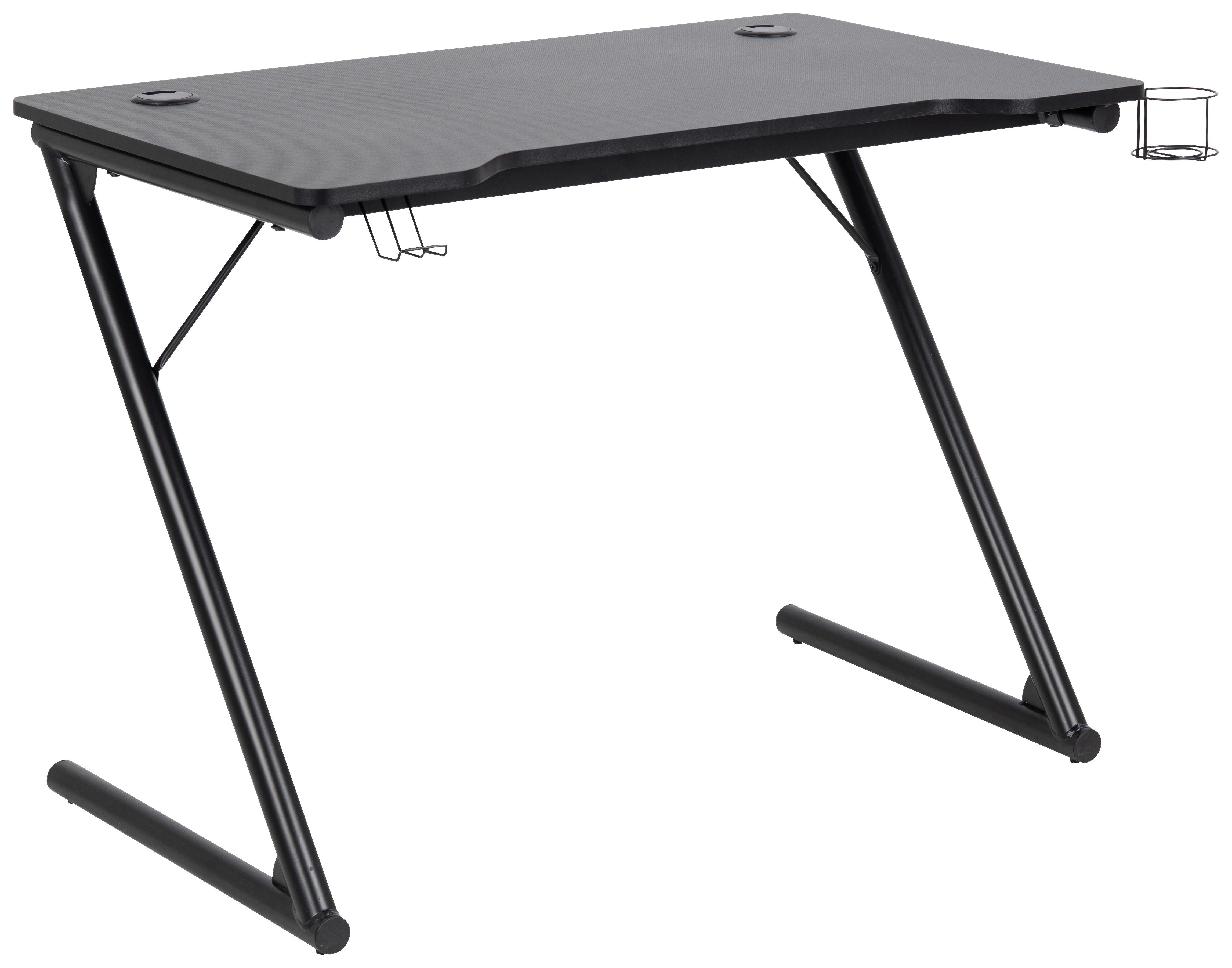 Gaming Tisch B 100cm H 74cm Trooper, Schwarz - Schwarz, KONVENTIONELL, Holzwerkstoff/Metall (100/60/74cm) - Livetastic