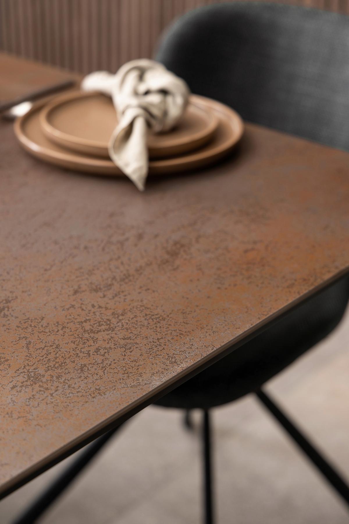 Esstisch Heaven B: 90cm Rostfarben - Rostfarben/Schwarz, Design, Keramik/Metall (168-210/90/76cm) - MID.YOU
