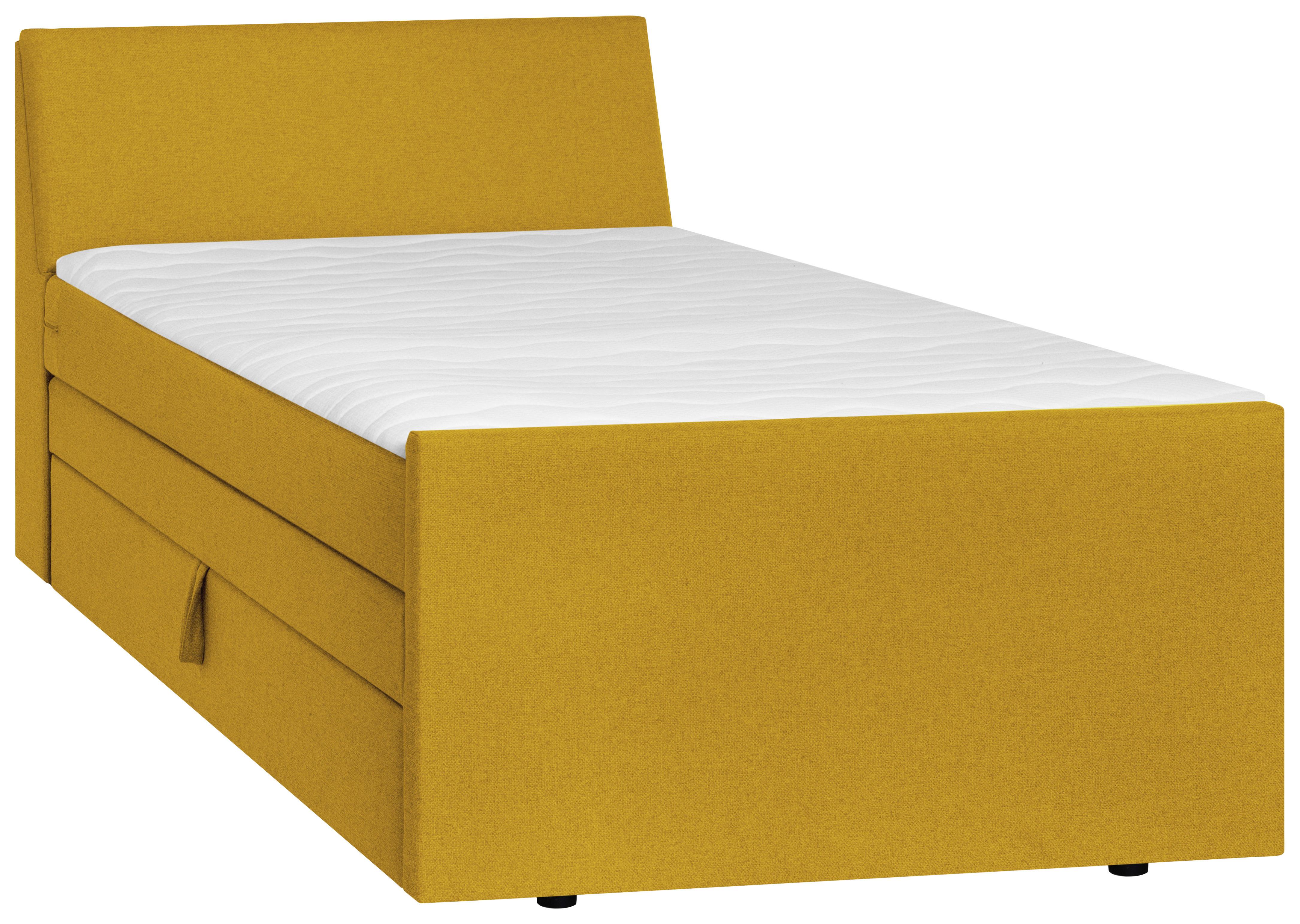 Boxspringbett Mit Bettkasten Nida 100x200 Cm Gelb - Gelb/Schwarz, MODERN, Holz/Textil (100/200cm) - MID.YOU