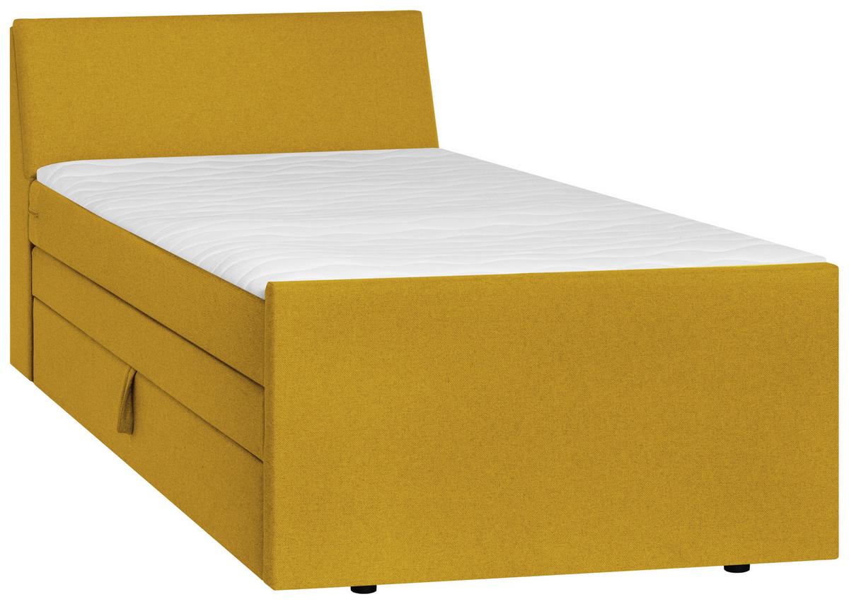 Boxspringbett mit Bettkasten Nida 100x200 cm Gelb - Gelb/Schwarz, MODERN, Holz/Textil (100/200cm) - MID.YOU