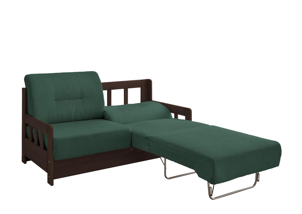 Schlafsofa Camino Nussbaumfarben/Dgrün B: 154 cm - Dunkelgrün/Nussbaumfarben, MODERN, Holz/Textil (154/88/90cm) - Livetastic