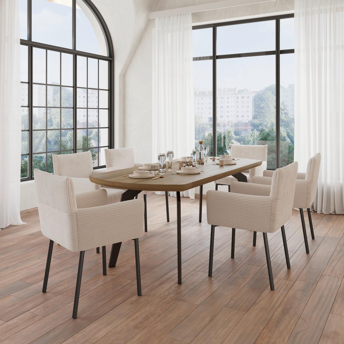 STOLIČKA S PODRÚČKAMI SOFIA - čierna/béžová, Modern, kov/drevo (57/87/58cm) - Bessagi Home