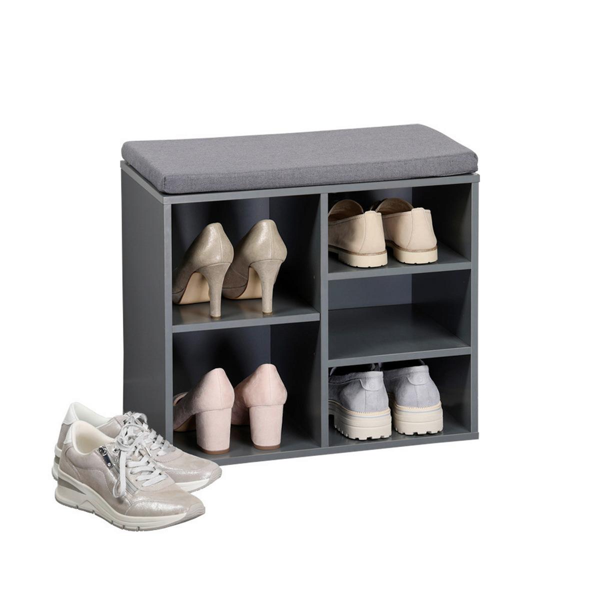 SCHUHREGAL Grau B: 51,5 cm - Grau, Design, Holzwerkstoff/Textil (51.5/48/29.5cm) - Kesper