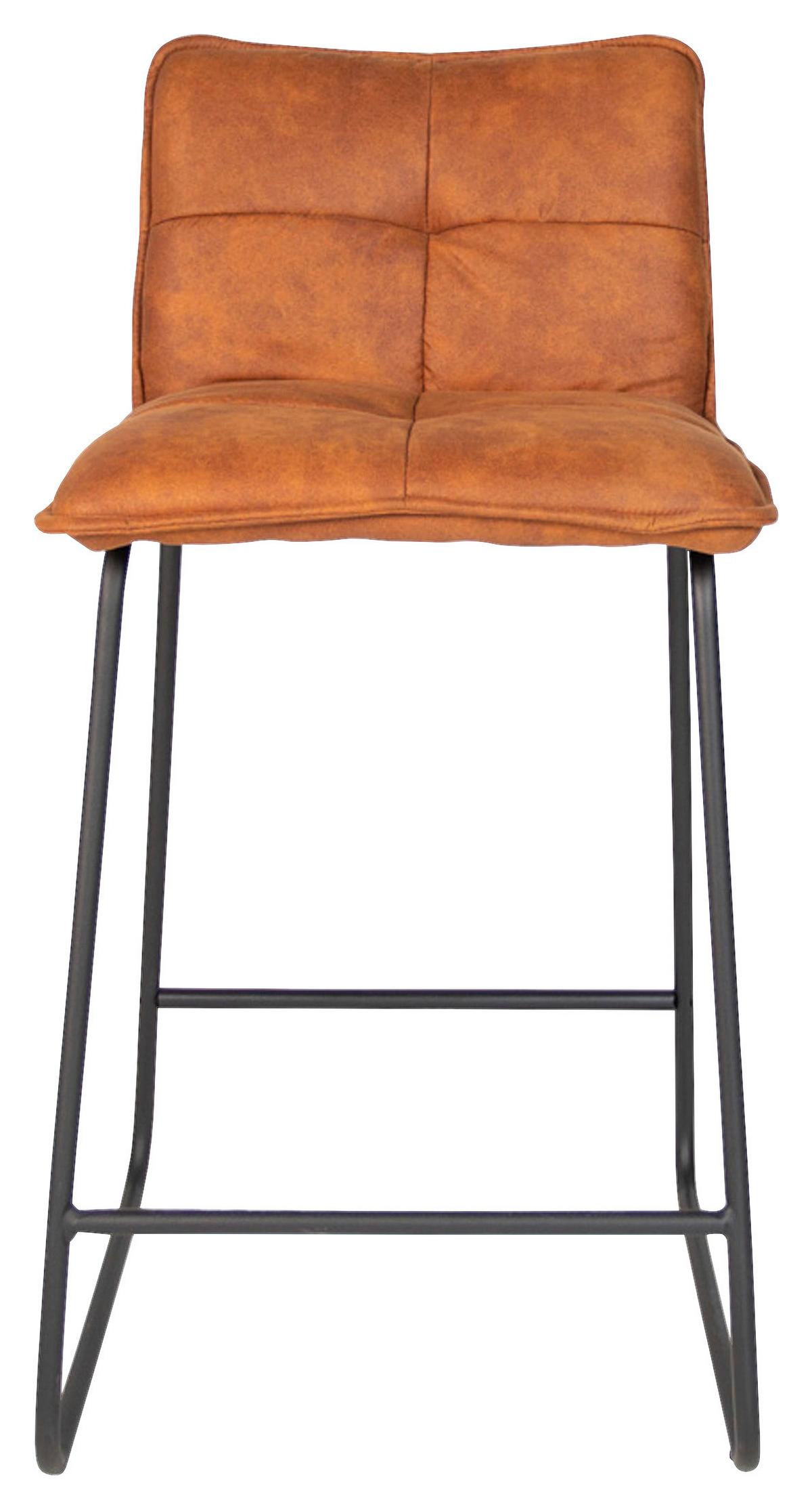 Barhocker-set Jeremy - Cognac/Schwarz, KONVENTIONELL, Textil/Metall (44/87/50cm) - MID.YOU