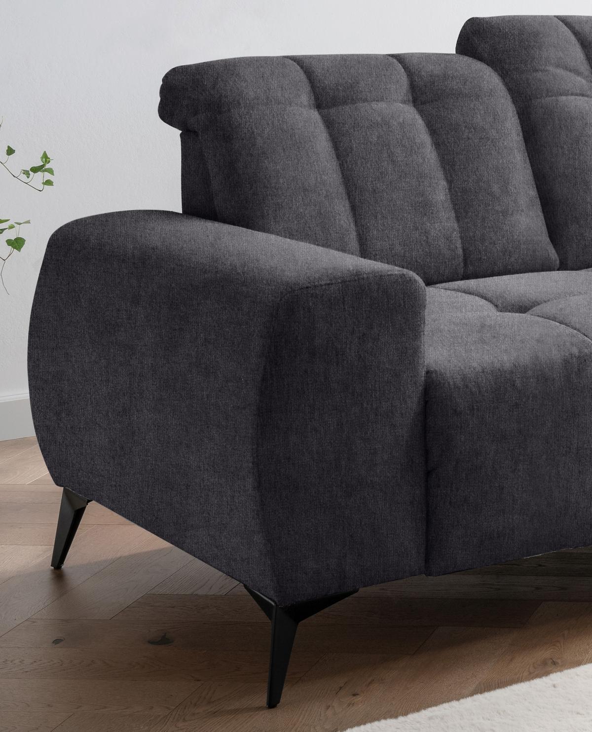 Ecksofa Mit Usb Anschluss Sano, Anthrazit, S: 261x200 Cm - Anthrazit/Schwarz, MODERN, Textil (261/200cm) - Livetastic