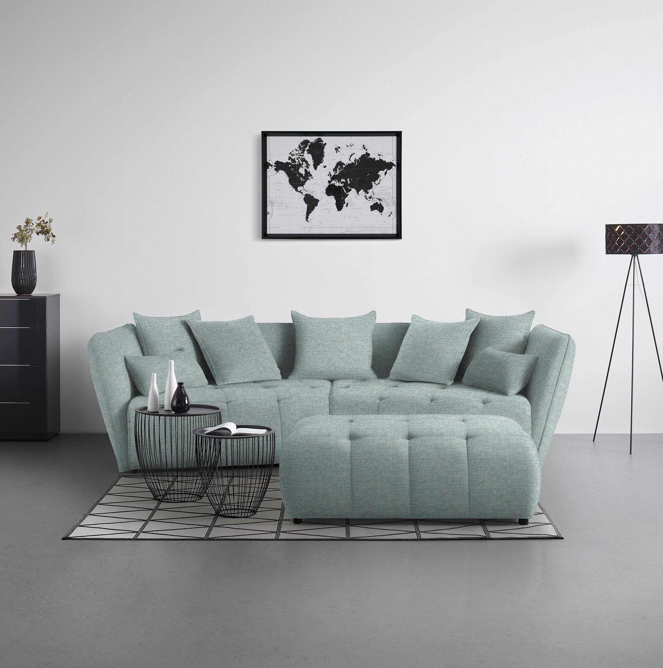 Taburet SOFI, světle modrá - černá/světle modrá, Moderní, textil (128/48/70cm) - Premium Living