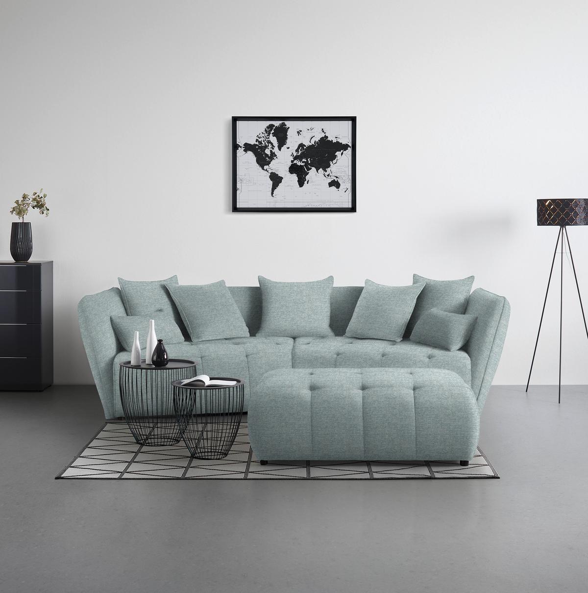 Taburet SOFI, světle modrá - černá/světle modrá, Moderní, textil (128/48/70cm) - Premium Living