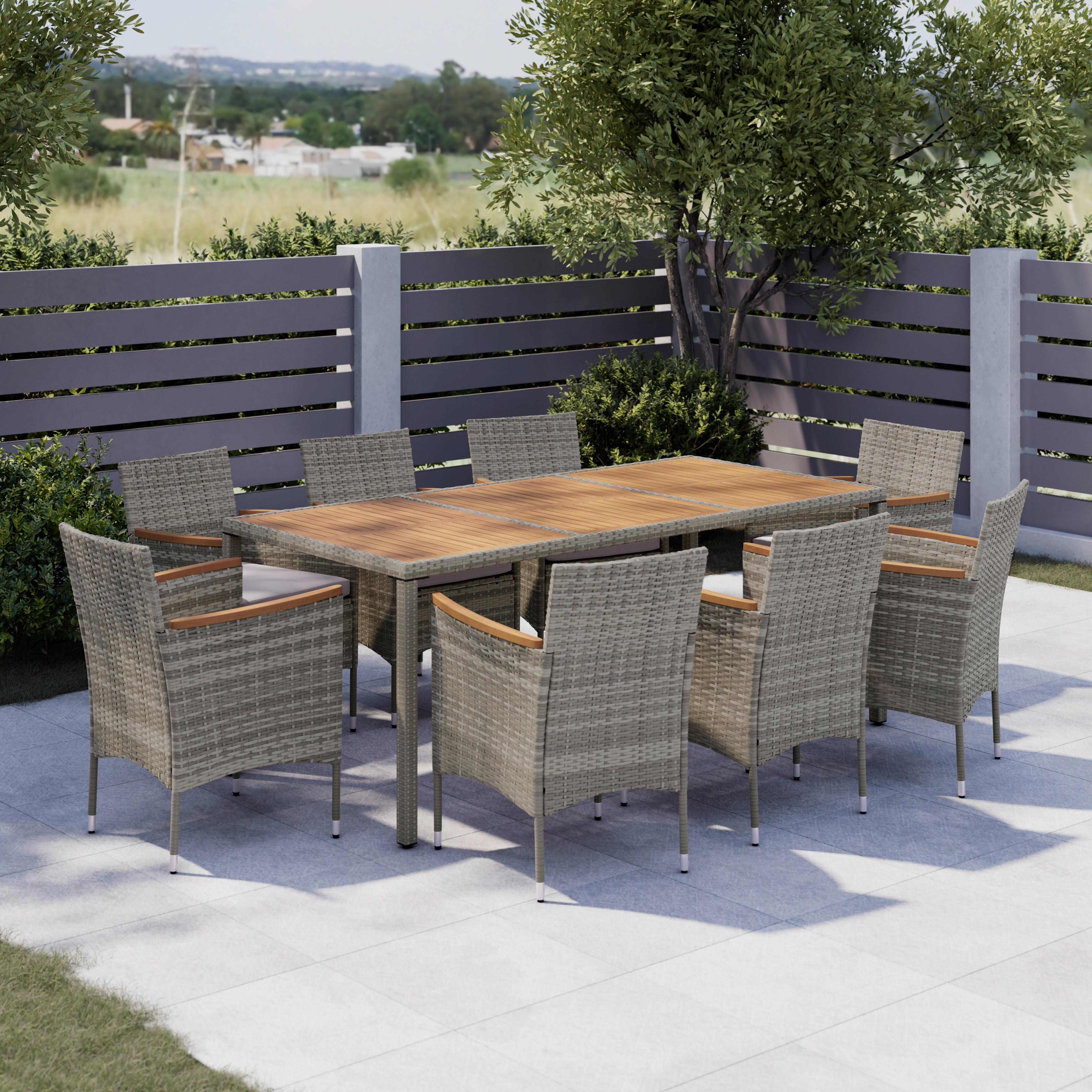 ZOSTAVA ZÁHRADNÉHO NÁBYTKU STEFAN - čierna/farba akácie, Natur, drevo/textil (190/75/90cm) - Modern Living