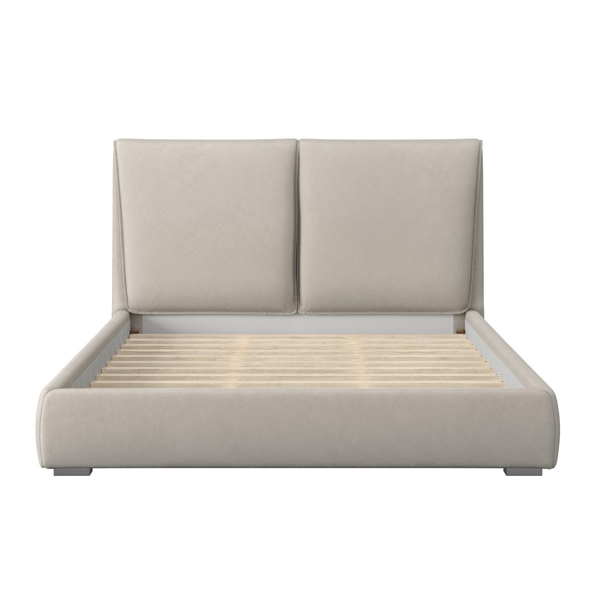 Čalouněná postel SOPHIE 180x200, béžová - barvy stříbra/světle šedá, Moderní, kov/dřevo (180/200cm) - Bessagi Home