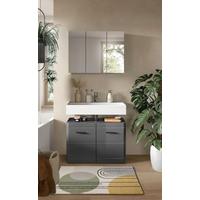 Badezimmer Soft Grau Hg B: 80 Cm - Grau Hochglanz/Schwarz, MODERN, Holzwerkstoff (80cm) - MID.YOU