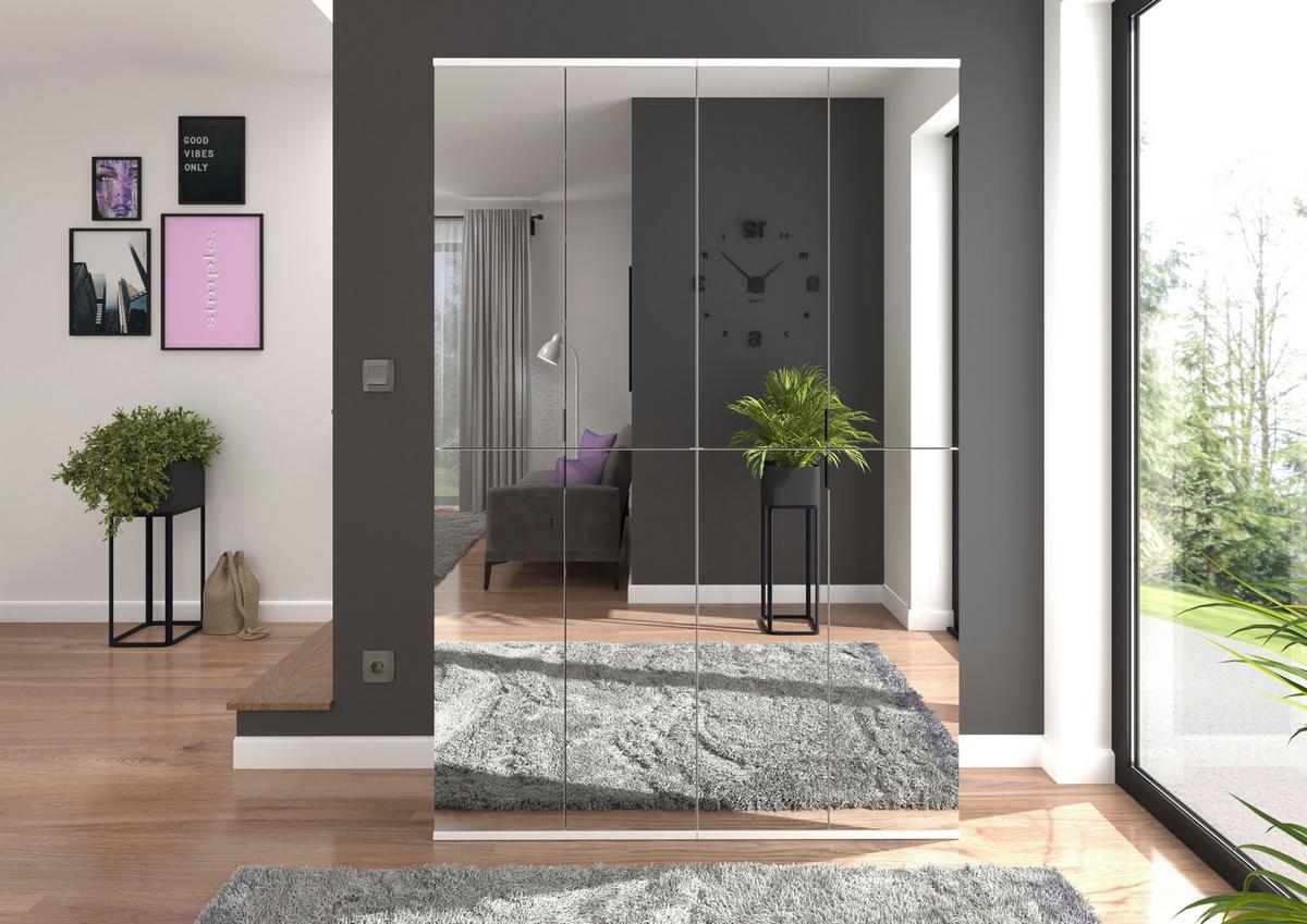 Drehtürenschrank Projekt X Weiß B: 122 cm - Weiß, MODERN, Glas/Holzwerkstoff (122/193/34cm) - MID.YOU