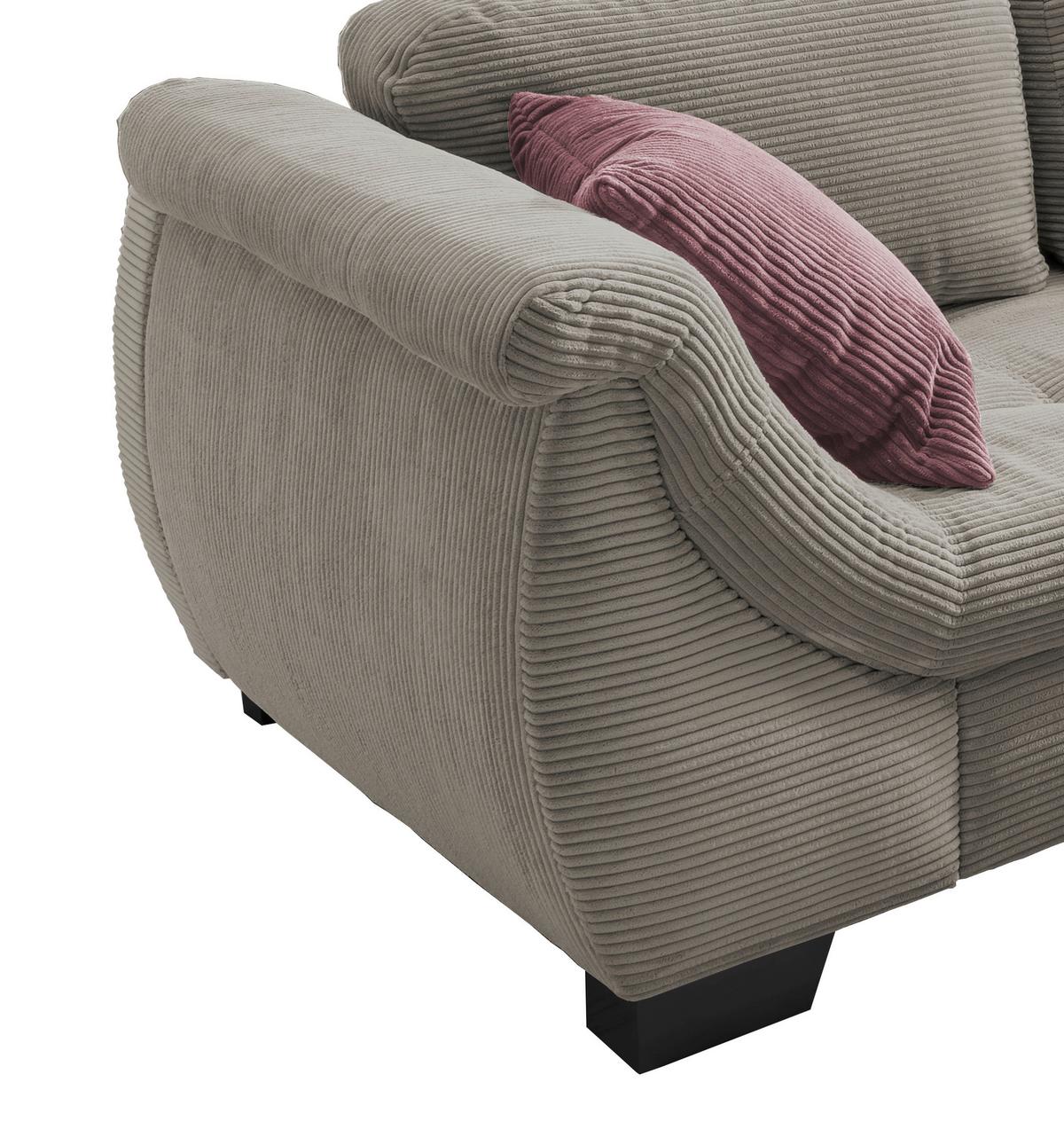 Ecksofa mit Schlaffunktion Flora Graubraun Kord - Koralle/Graubraun, Design, Textil (250/190cm) - MID.YOU