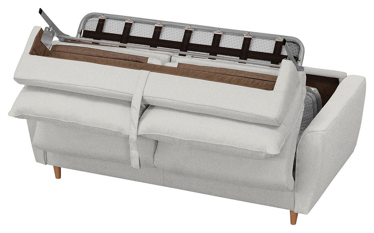 Schlafsofa Winter Grau B: 195 cm - Buchefarben/Grau, Design, Textil (195/90/102cm) - Livetastic