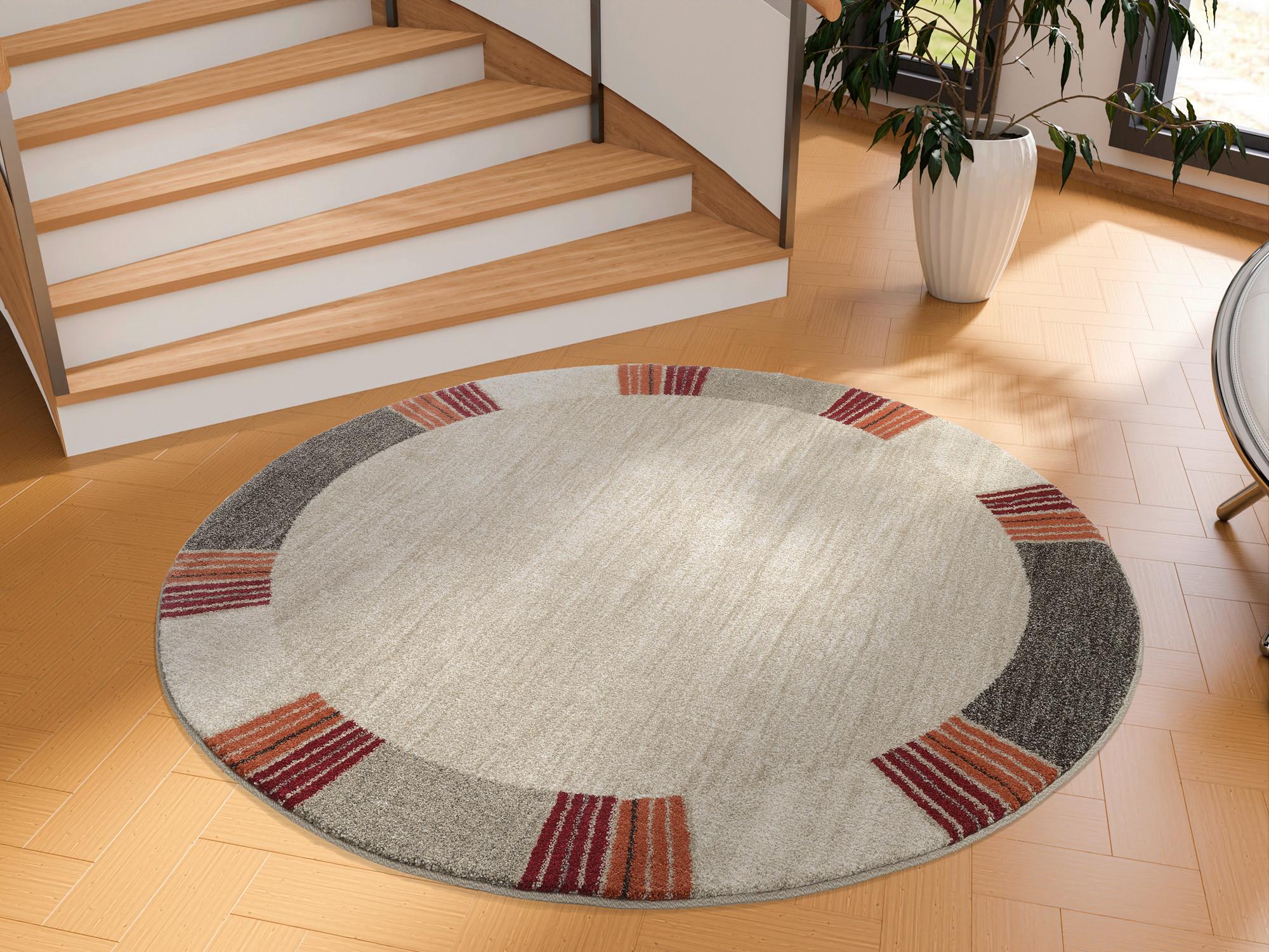 Webteppich Braun/Beige Palazzo Lobo Rund Ø 160 cm - Dunkelbraun/Beige, KONVENTIONELL, Textil (160cm) - Novel