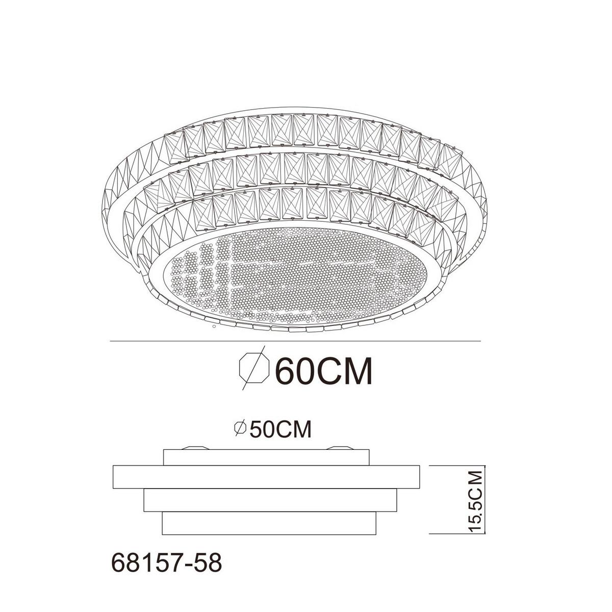 LED-Deckenleuchte 68157-58 - Klar/Chromfarben, KONVENTIONELL, Glas/Kunststoff (60cm) - Globo