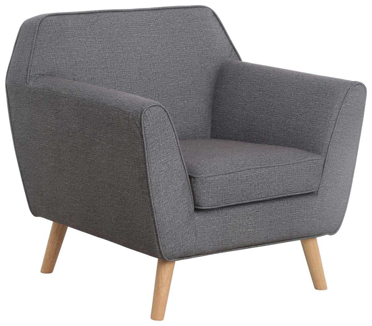 Sessel Lara - Dunkelgrau/Naturfarben, KONVENTIONELL, Holz/Textil (88,5/83/79cm) - P & B