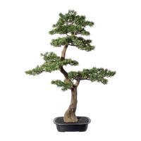 Kunstpflanze, Bonsai Grün, H: 100 cm - Schwarz/Braun, Design, Kunststoff (100cm)