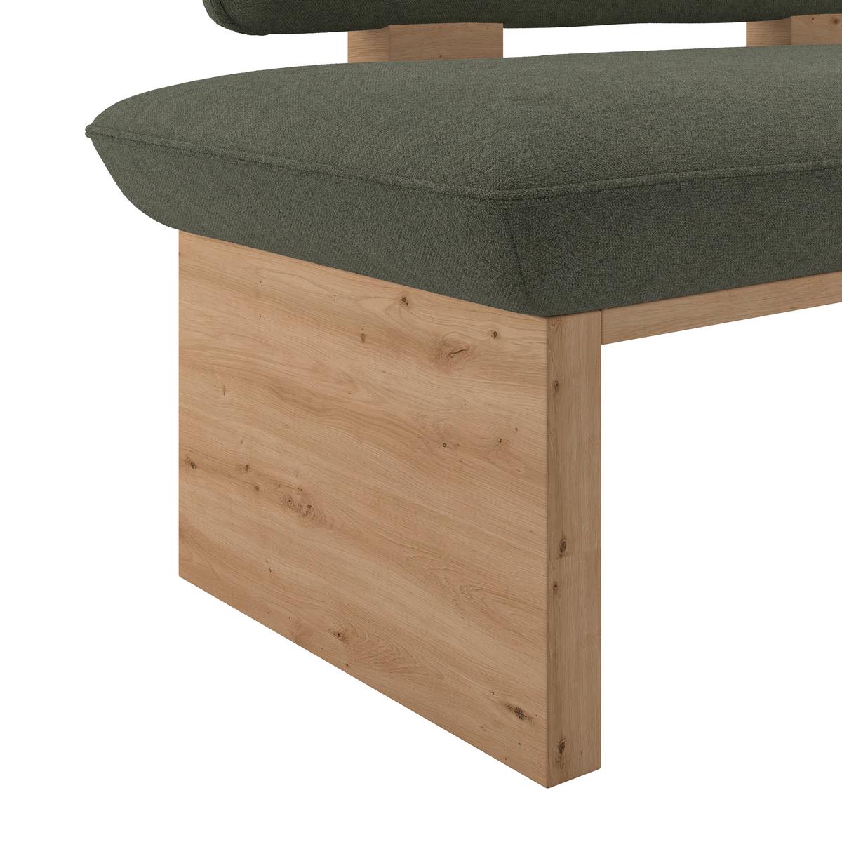 Sitzbank Beluna II Webstoff grün, B: 140cm - Eichefarben/Schwarz, KONVENTIONELL, Holzwerkstoff/Textil (140/87/67cm) - James Wood