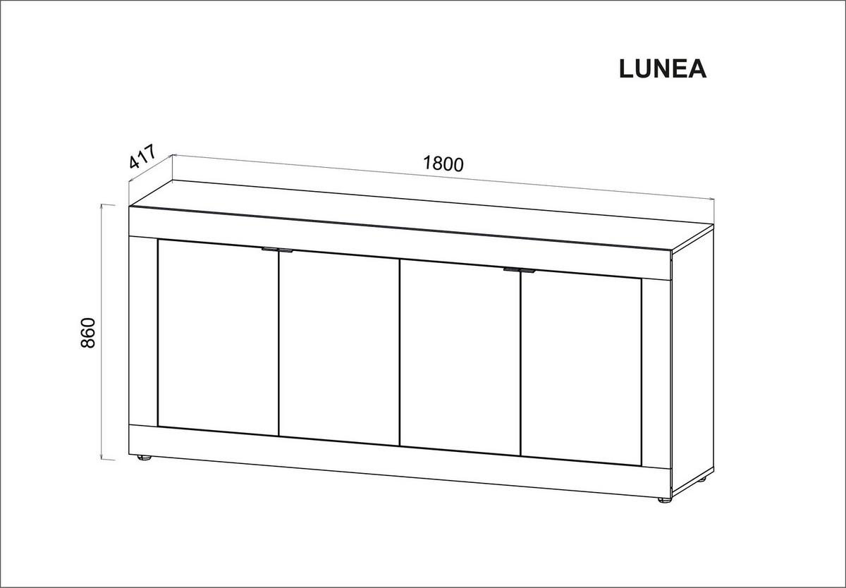 Sideboard 180cm Lunea Graphitfarben - Alteiche/Schwarz, Design, Holzwerkstoff (180/86/42cm) - MID.YOU