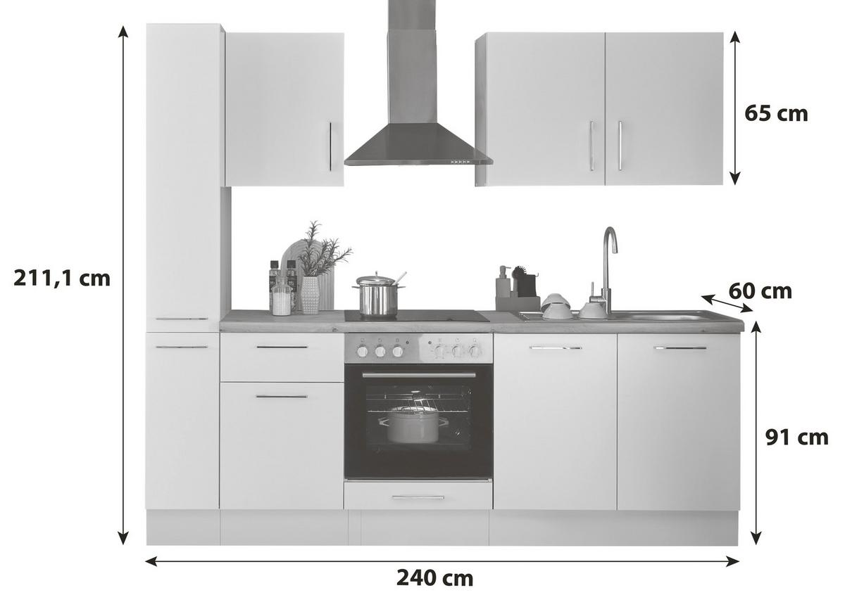Küchenblock Turin Schwarz/Eiche Dekor B: 240 cm - Schwarz/Eiche Artisan, Basics, Holzwerkstoff (240cm) - P & B