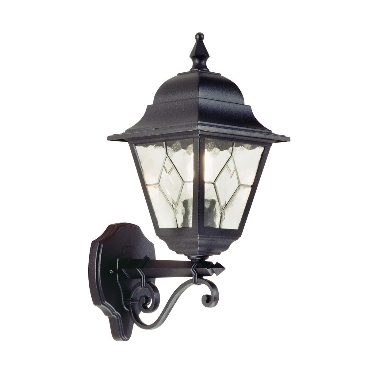 Außenwandleuchte 100 Watt Metall Glas, Wandmontage - Schwarz, Basics, Glas/Metall (18.4/45cm) - Elstead Lighting
