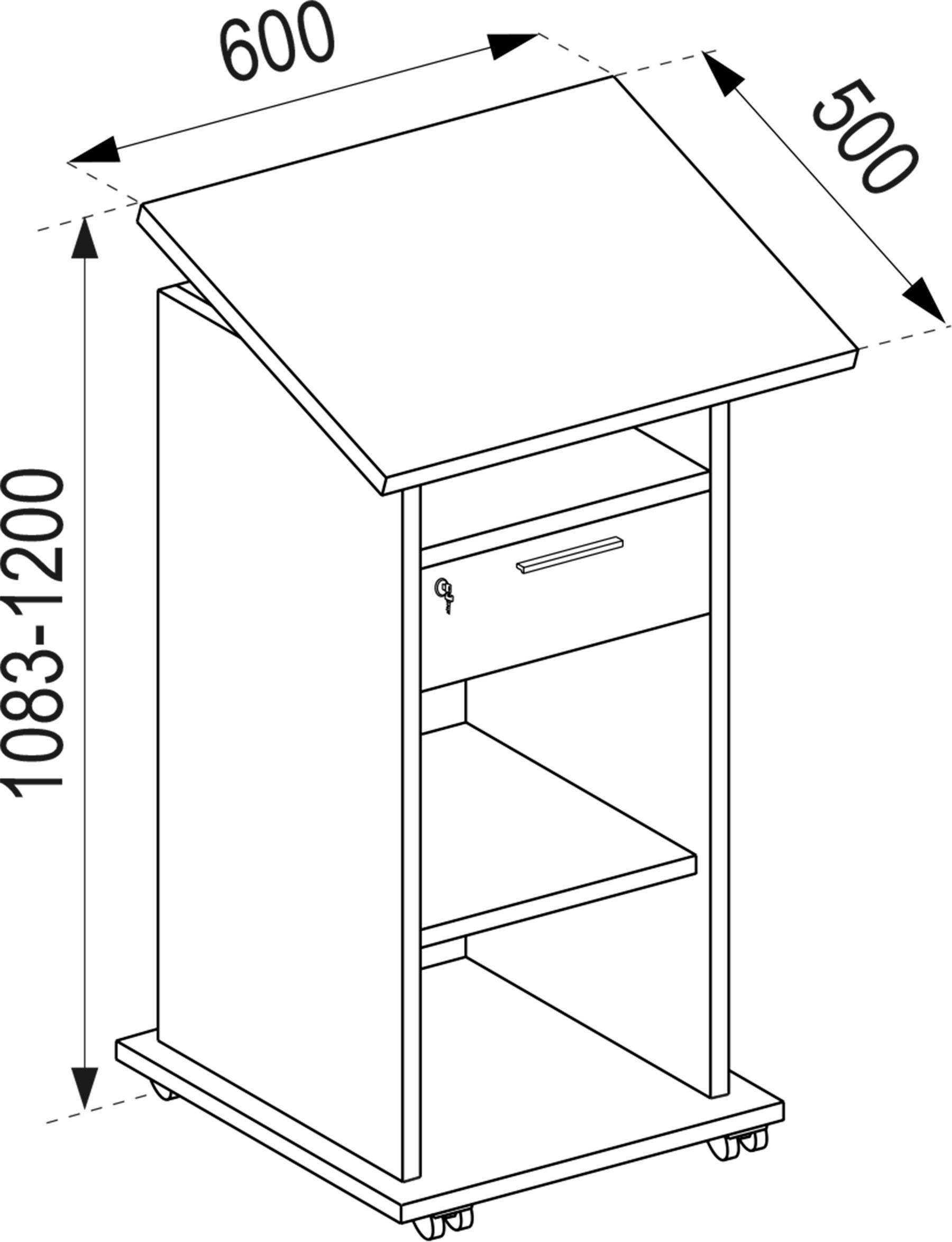 Stehpult Neta Weiß, Eiche Dekor L: 60 cm - Honigeiche/Weiß, MODERN, Holzwerkstoff (60/50/108,3cm) - MID.YOU