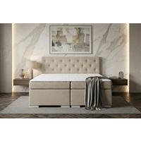 Boxspringbett mit Topper 180x200 Korfu - Chromfarben/Beige, Basics, Holzwerkstoff/Textil (180/200cm) - MID.YOU