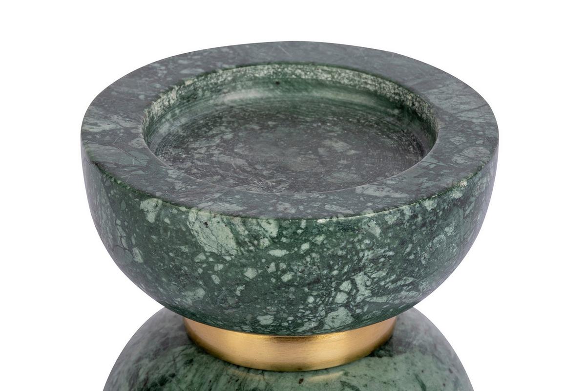 Kerzenhalter Sorin Grün/goldfarben 12,75x14 Cm - Goldfarben/Grün, Trend, Stein/Metall (12.75/14/14cm) - Kayoom