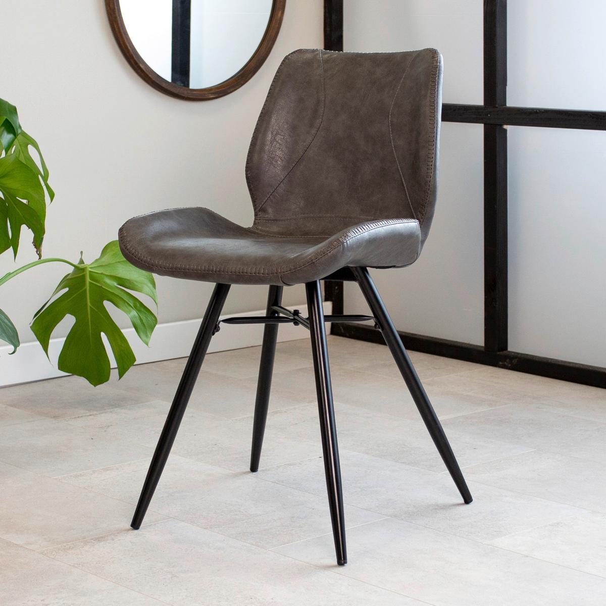 Stuhl-set Barron - Anthrazit/Schwarz, KONVENTIONELL, Textil/Metall (47/82/55cm) - MID.YOU