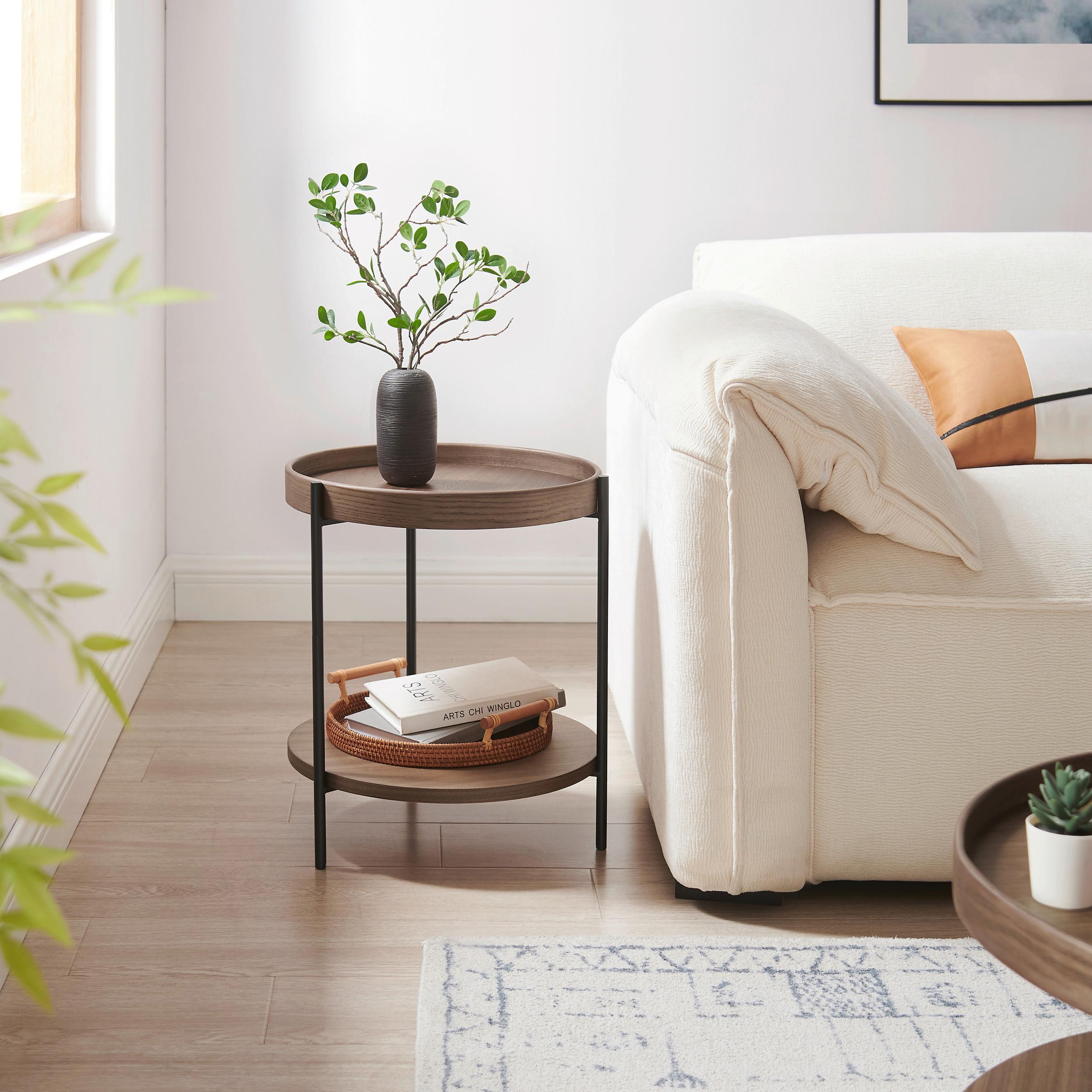 Beistelltisch Walnussfarben B: 44 Cm - Walnussfarben/Schwarz, Design, Holzwerkstoff/Metall (44/44/49cm) - Livetastic