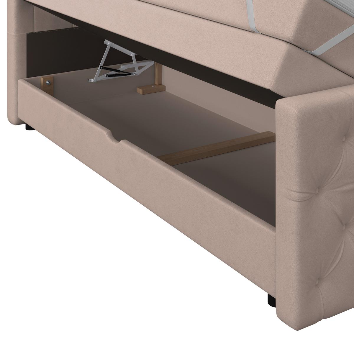 Boxspringbett Elio Beige 180x200 cm H3 - Beige/Schwarz, ROMANTIK / LANDHAUS, Textil (180/200cm) - James Wood