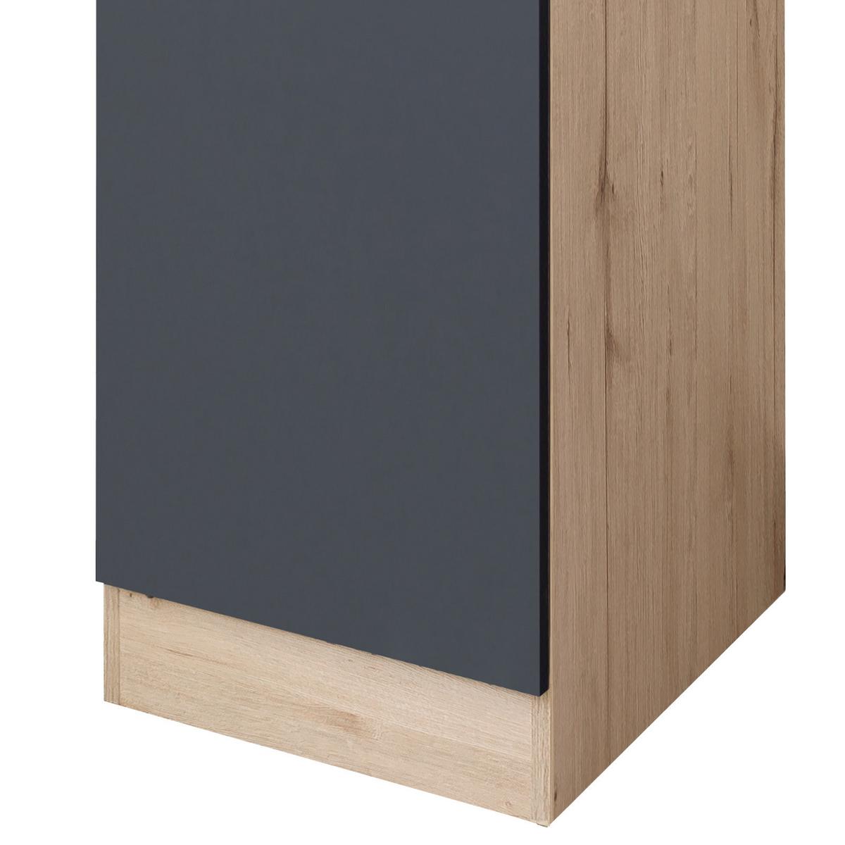 Geschirrschrank Shadow B: 50 cm Grau/Eiche Dekor 3 Böden - Dunkelgrau/Eiche San Remo, MODERN, Holzwerkstoff (50/200/57cm)
