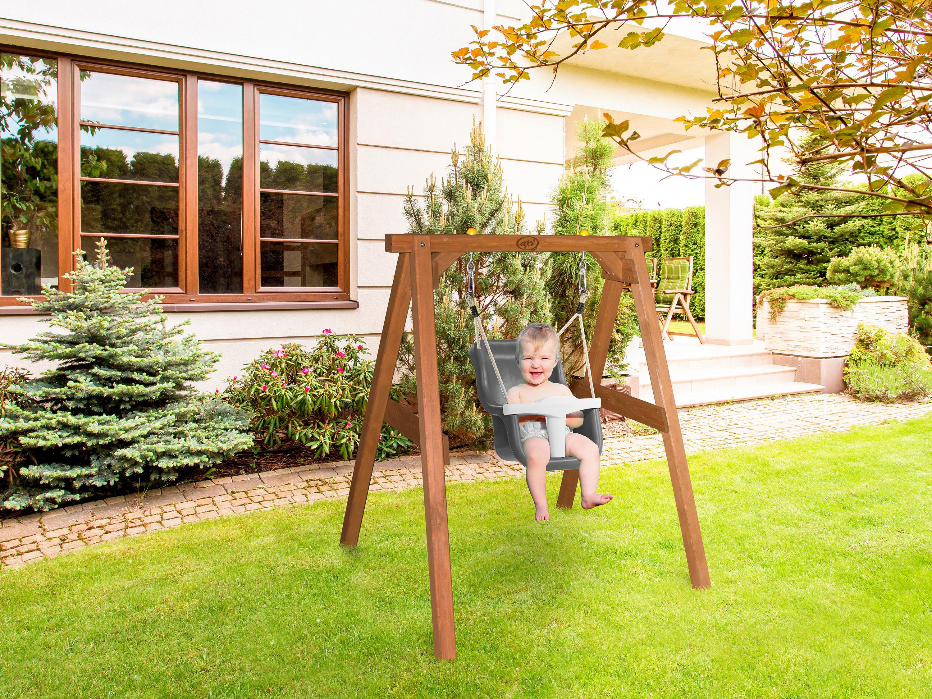 Schaukel A030.301.10 - Braun/Weiß, KONVENTIONELL, Holz/Kunststoff (120/134/103cm) - Ambia Garden