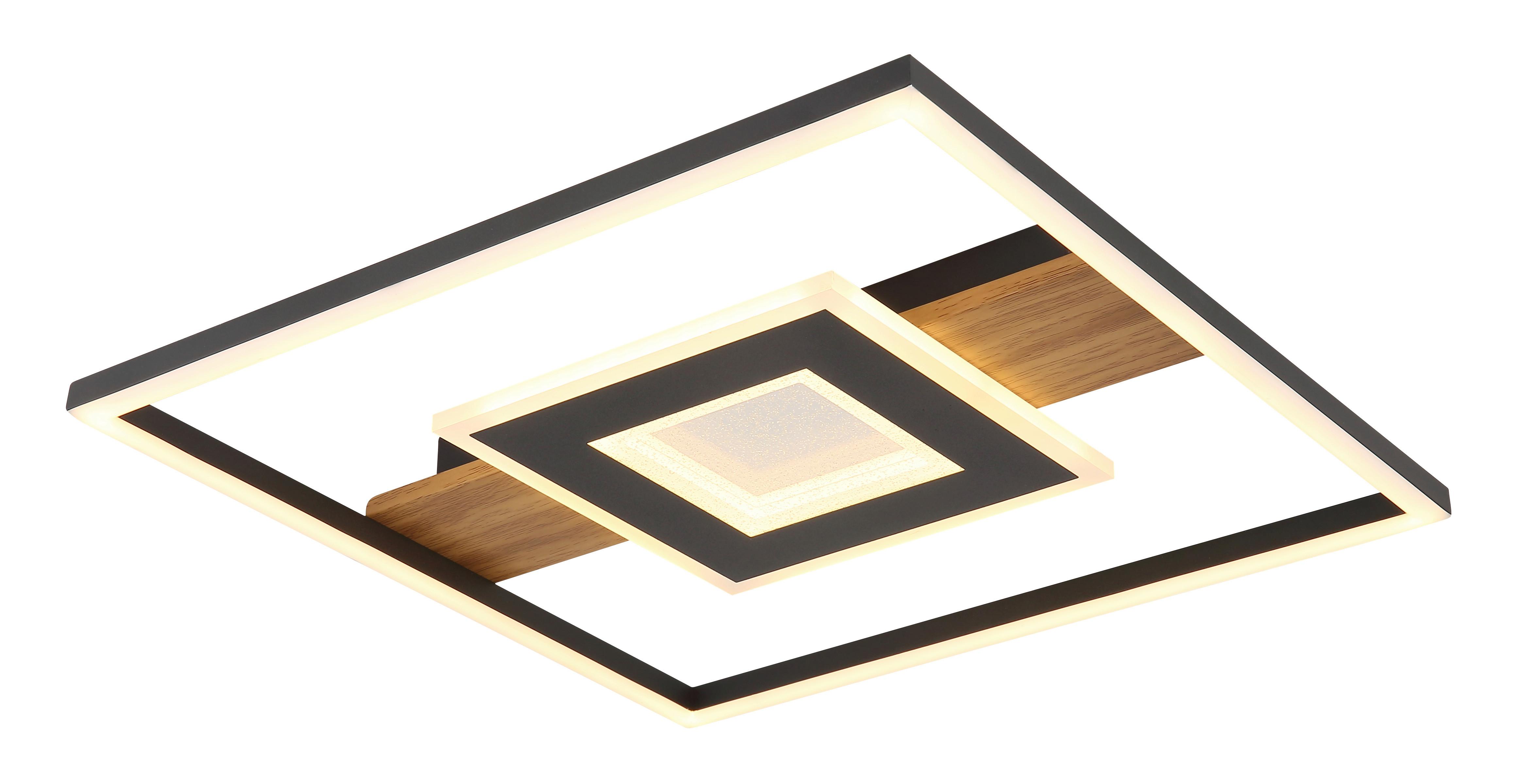 LED-DECKENLEUCHTE 67324-24 - Klar/Dunkelbraun, Natur, Kunststoff/Metall (37.8/37.8/5cm) - Globo