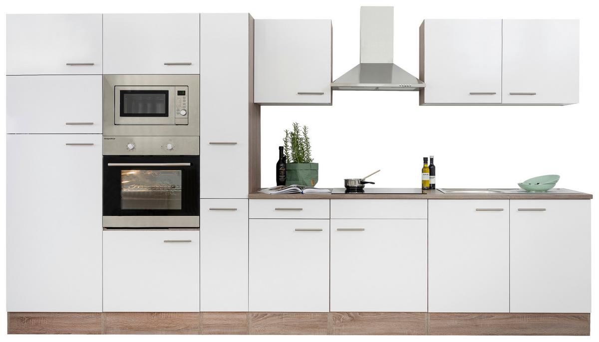 Küchenzeile ohne Geräte B: 360 cm Weiß/Eiche Dekor, Modern - Eichefarben/Weiß, Basics, Holzwerkstoff (360cm) - Respekta