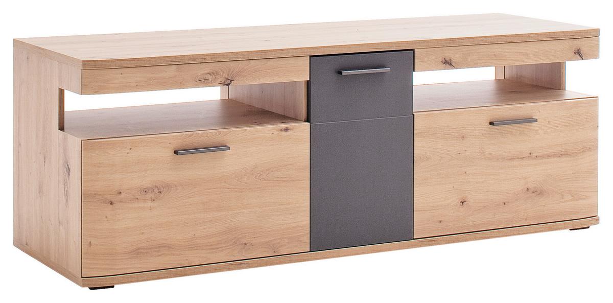 TV-Element Cortona B: 150 cm Anthrazit/Eiche Dekor - Eichefarben/Anthrazit, Design, Holzwerkstoff (150/55/50cm) - Livetastic