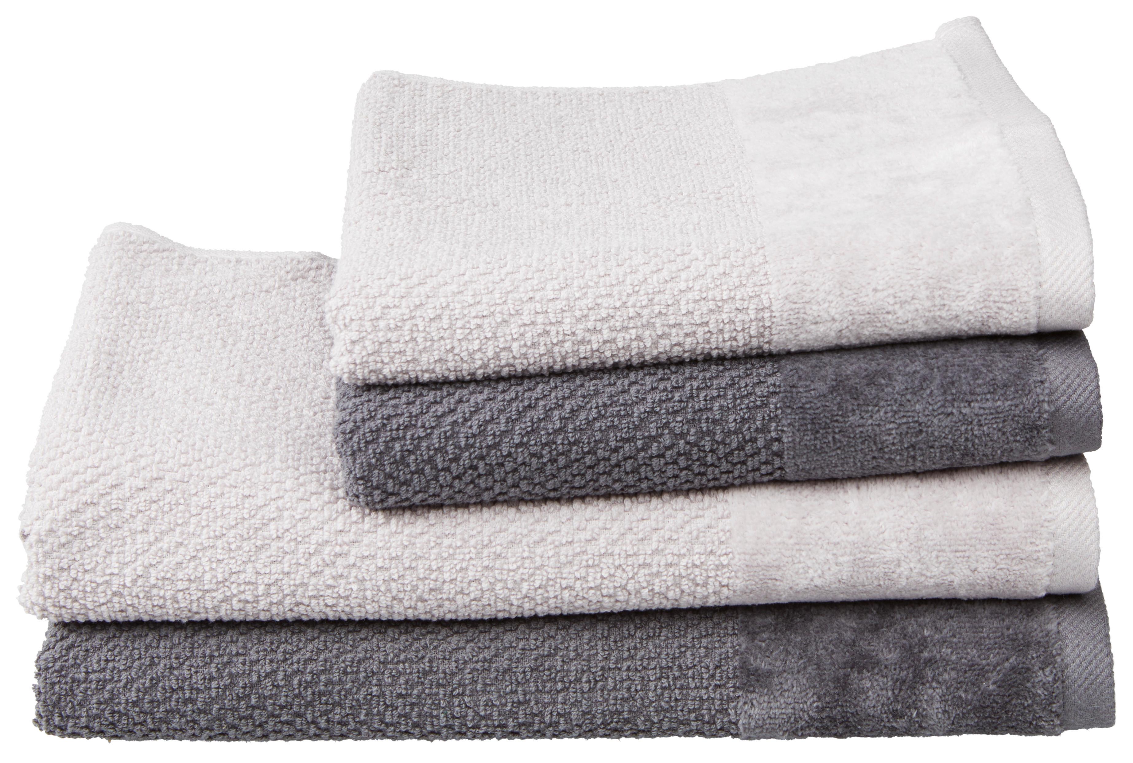 Handtuch Set Chiara 4-tlg. Baumwolle 450 G/m2 - Anthrazit/Silberfarben, MODERN, Textil - Luca Bessoni
