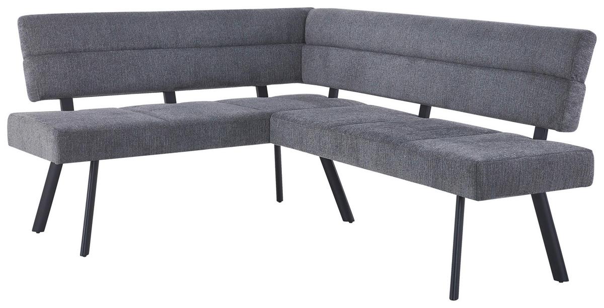 Eckbank Paros Anthrazit, S: 150x190 cm - Anthrazit/Schwarz, KONVENTIONELL, Textil/Metall (150/190cm) - MID.YOU