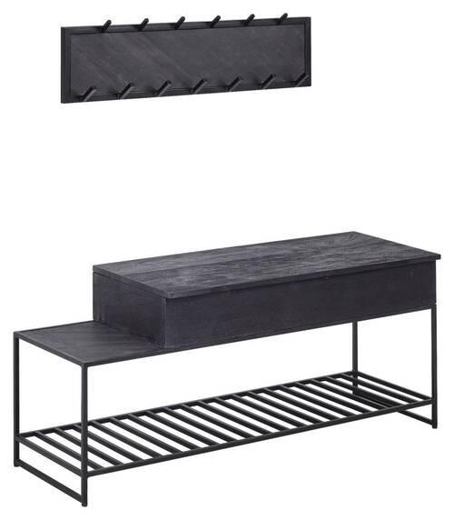 Predsieňový nábytok masív mango/kov - čierna, Modern, drevo (110/70,5/37cm) - MID.YOU