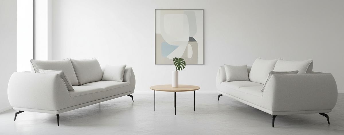 2-Sitzer-Sofa Cavo, Creme B: 208 cm - Creme/Schwarz, MODERN, Textil (208/86/118cm) - MID.YOU